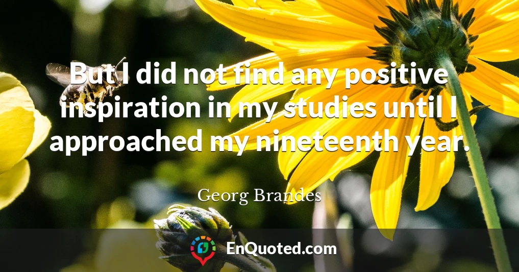 But I did not find any positive inspiration in my studies until I approached my nineteenth year.