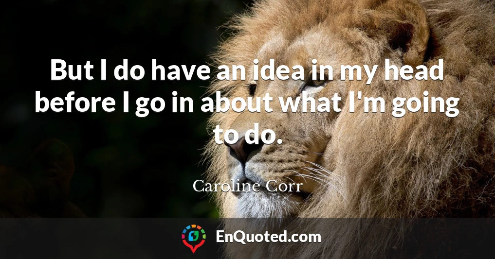 But I do have an idea in my head before I go in about what I'm going to do.