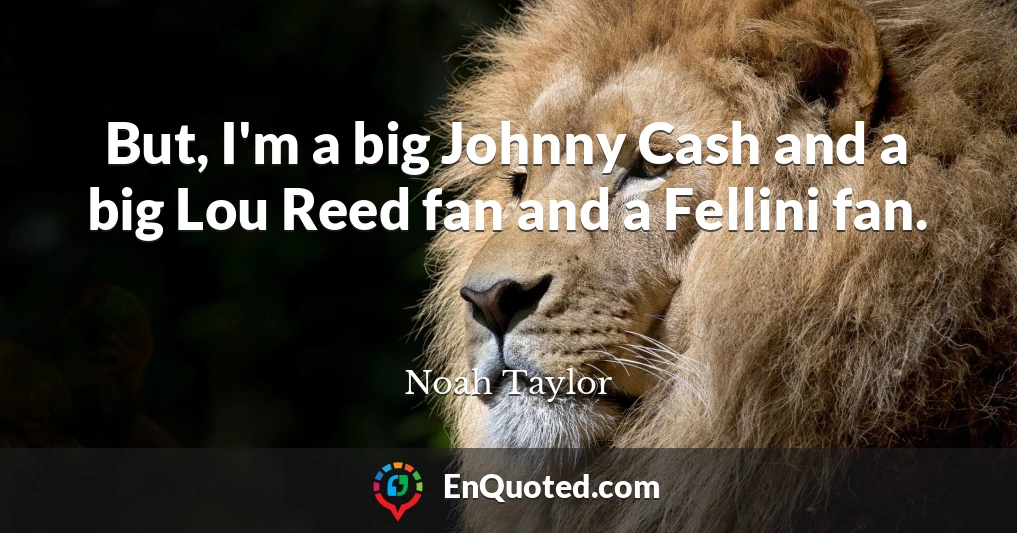But, I'm a big Johnny Cash and a big Lou Reed fan and a Fellini fan.