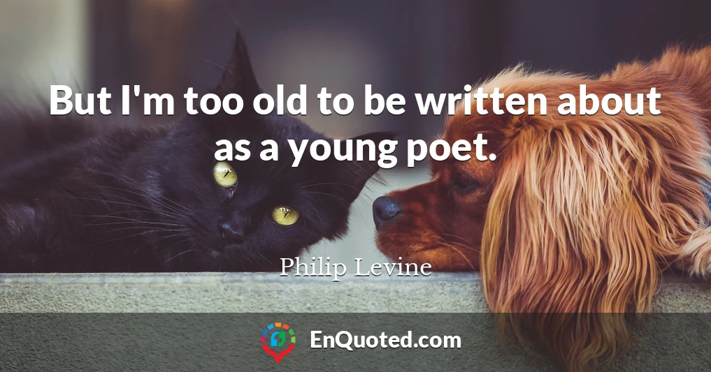 But I'm too old to be written about as a young poet.