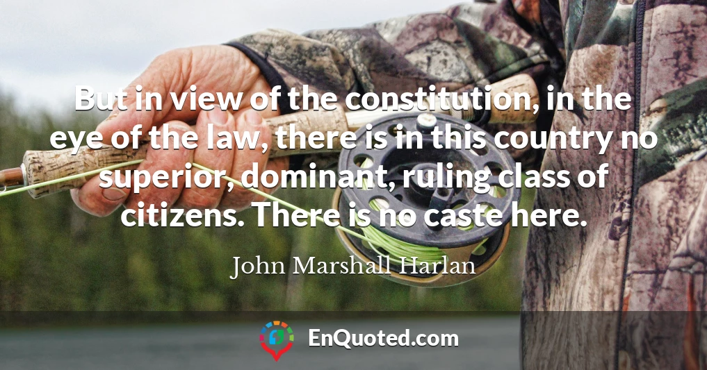 But in view of the constitution, in the eye of the law, there is in this country no superior, dominant, ruling class of citizens. There is no caste here.