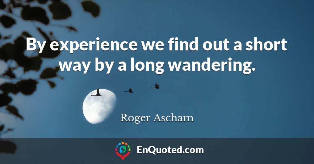 By experience we find out a short way by a long wandering.