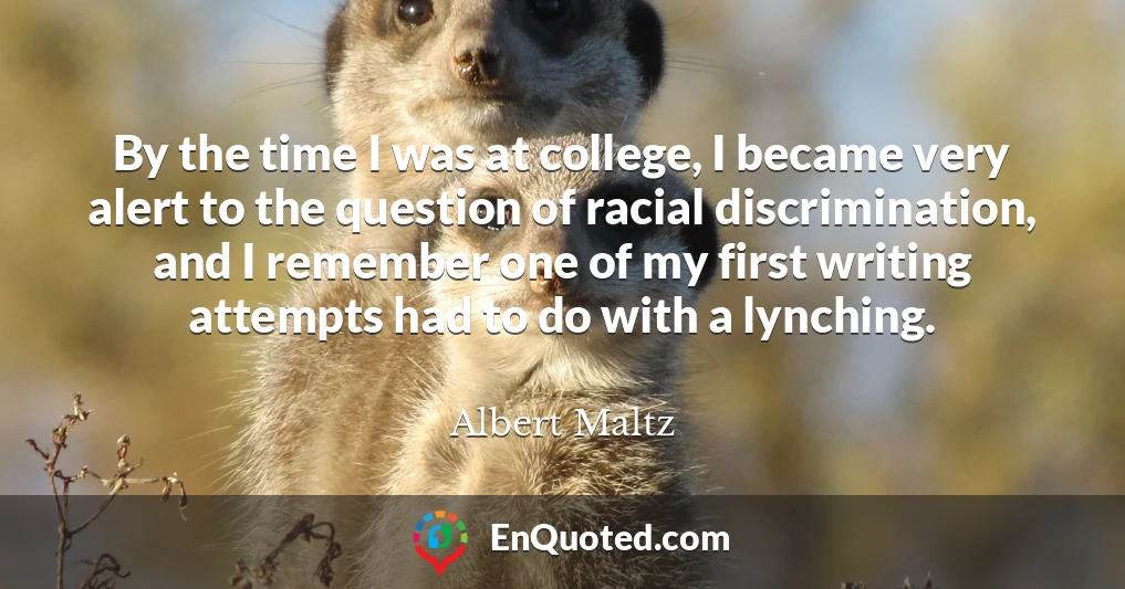 By the time I was at college, I became very alert to the question of racial discrimination, and I remember one of my first writing attempts had to do with a lynching.