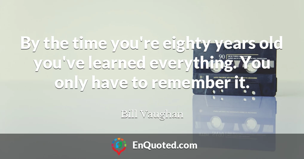 By the time you're eighty years old you've learned everything. You only have to remember it.