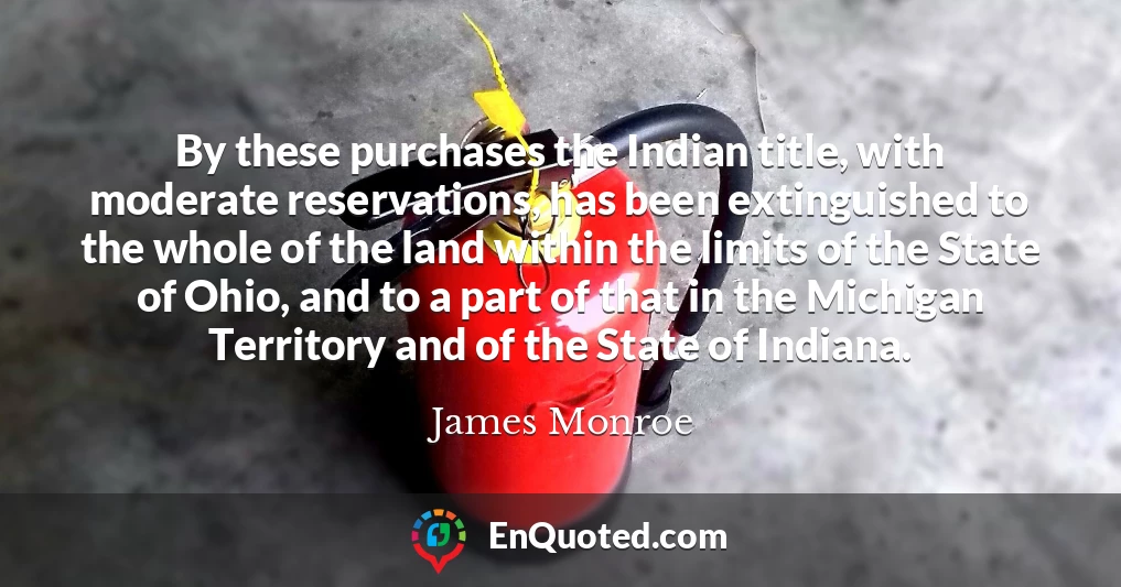 By these purchases the Indian title, with moderate reservations, has been extinguished to the whole of the land within the limits of the State of Ohio, and to a part of that in the Michigan Territory and of the State of Indiana.