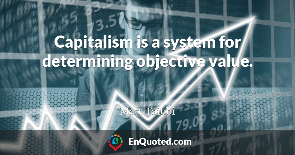 Capitalism is a system for determining objective value.