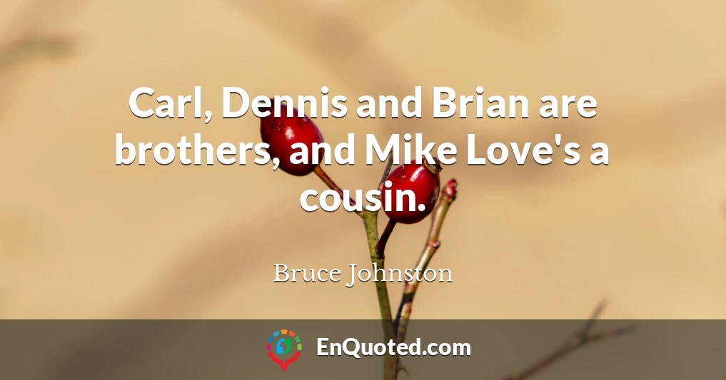 Carl, Dennis and Brian are brothers, and Mike Love's a cousin.