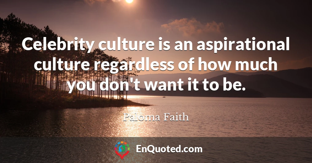 Celebrity culture is an aspirational culture regardless of how much you don't want it to be.