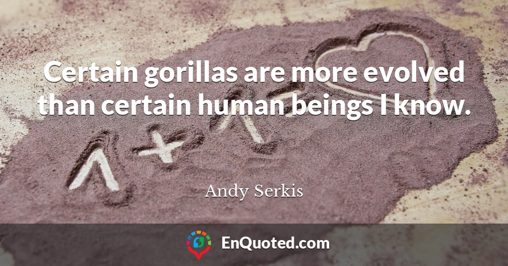 Certain gorillas are more evolved than certain human beings I know.