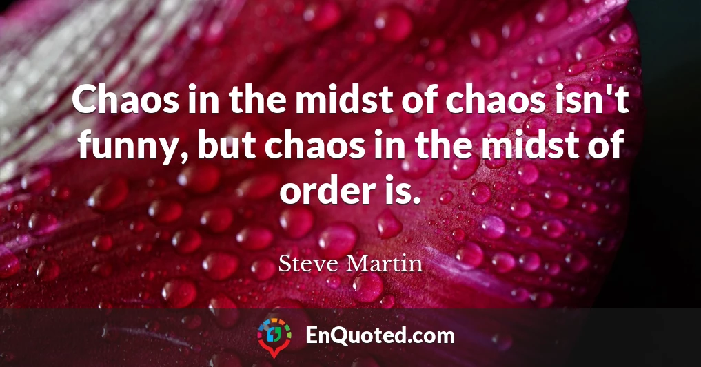 Chaos in the midst of chaos isn't funny, but chaos in the midst of order is.