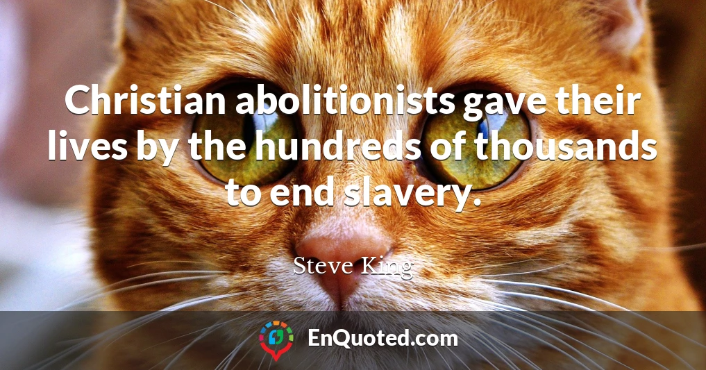 Christian abolitionists gave their lives by the hundreds of thousands to end slavery.