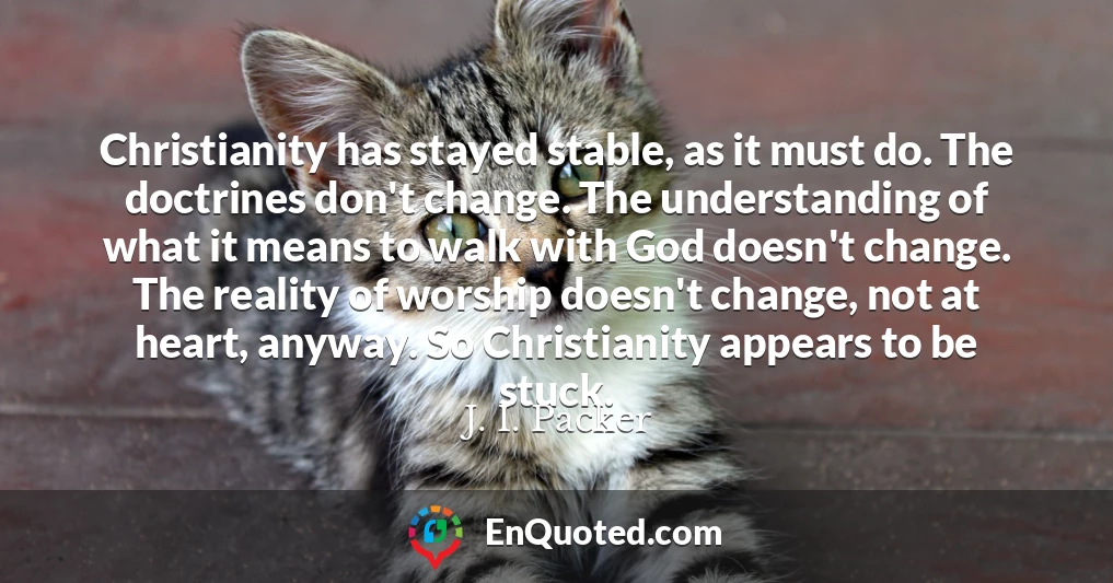 Christianity has stayed stable, as it must do. The doctrines don't change. The understanding of what it means to walk with God doesn't change. The reality of worship doesn't change, not at heart, anyway. So Christianity appears to be stuck.