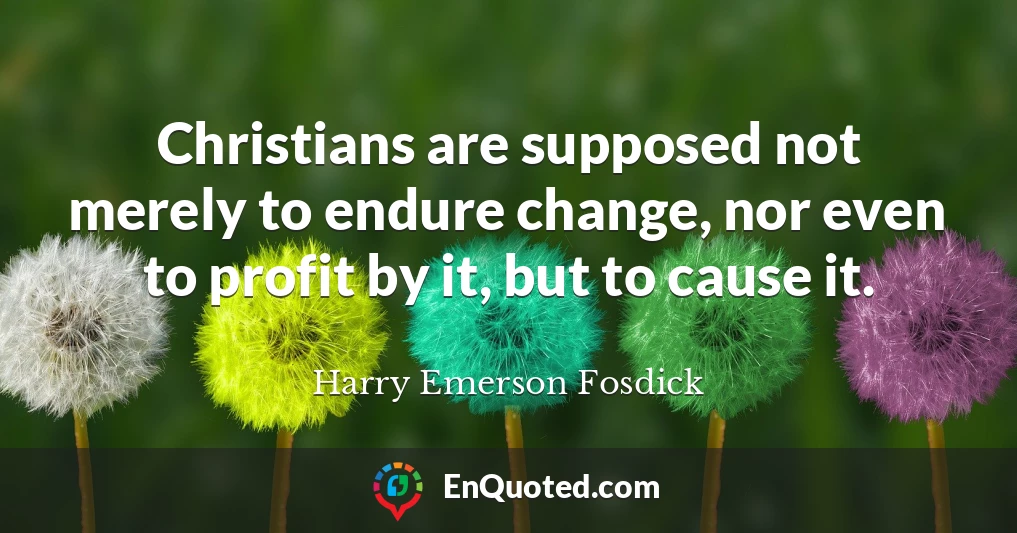 Christians are supposed not merely to endure change, nor even to profit by it, but to cause it.