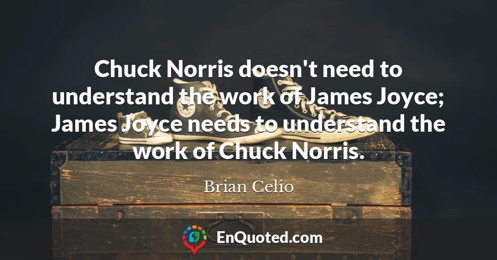 Chuck Norris doesn't need to understand the work of James Joyce; James Joyce needs to understand the work of Chuck Norris.