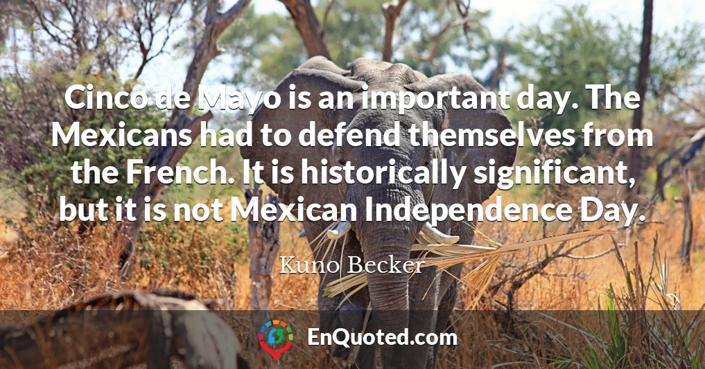 Cinco de Mayo is an important day. The Mexicans had to defend themselves from the French. It is historically significant, but it is not Mexican Independence Day.
