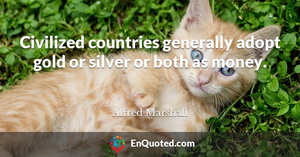 Civilized countries generally adopt gold or silver or both as money.