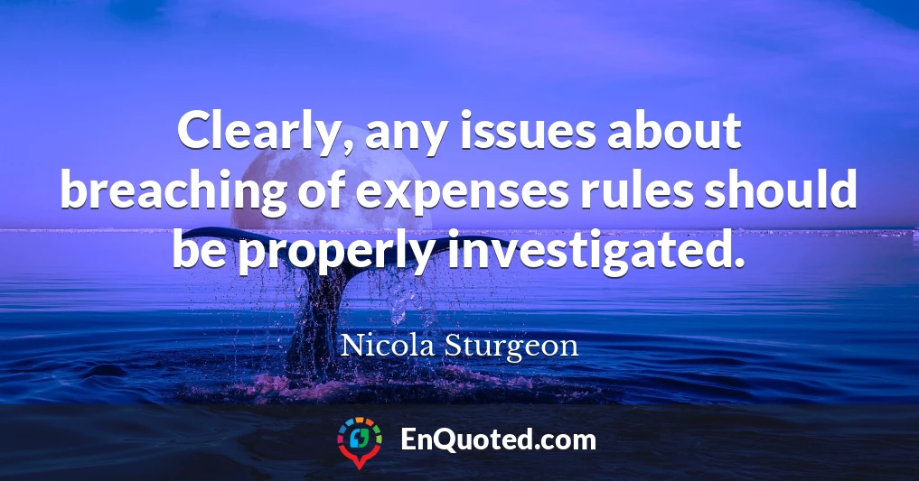 Clearly, any issues about breaching of expenses rules should be properly investigated.
