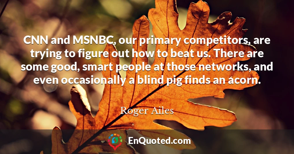 CNN and MSNBC, our primary competitors, are trying to figure out how to beat us. There are some good, smart people at those networks, and even occasionally a blind pig finds an acorn.