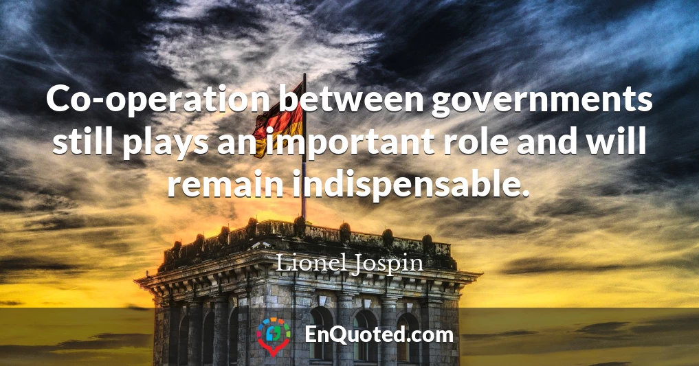 Co-operation between governments still plays an important role and will remain indispensable.