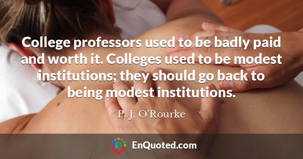 College professors used to be badly paid and worth it. Colleges used to be modest institutions; they should go back to being modest institutions.