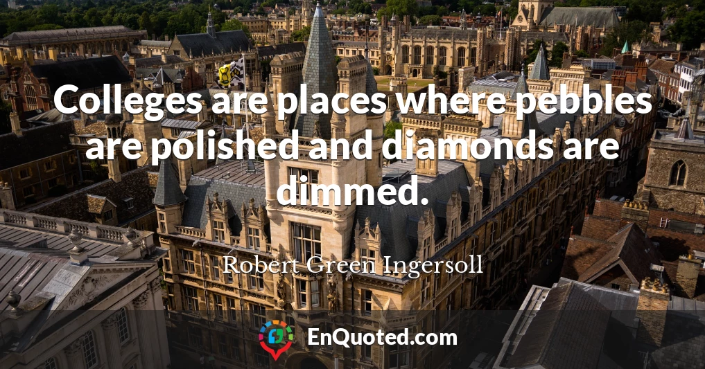 Colleges are places where pebbles are polished and diamonds are dimmed.