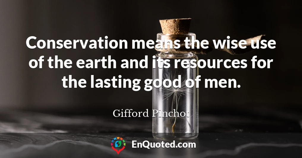 Conservation means the wise use of the earth and its resources for the lasting good of men.