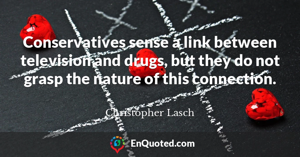 Conservatives sense a link between television and drugs, but they do not grasp the nature of this connection.