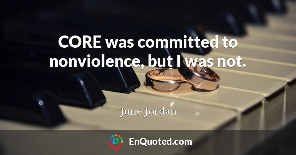 CORE was committed to nonviolence, but I was not.