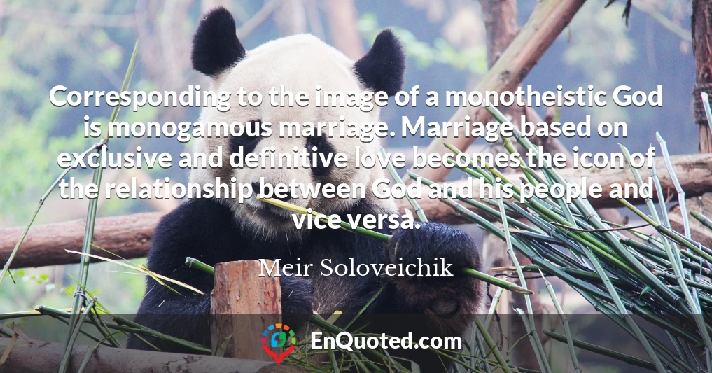 Corresponding to the image of a monotheistic God is monogamous marriage. Marriage based on exclusive and definitive love becomes the icon of the relationship between God and his people and vice versa.