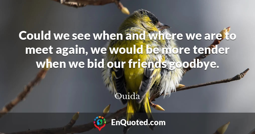 Could we see when and where we are to meet again, we would be more tender when we bid our friends goodbye.