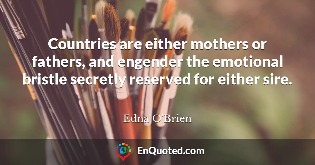 Countries are either mothers or fathers, and engender the emotional bristle secretly reserved for either sire.