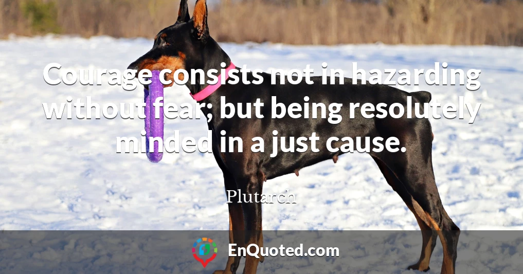 Courage consists not in hazarding without fear; but being resolutely minded in a just cause.