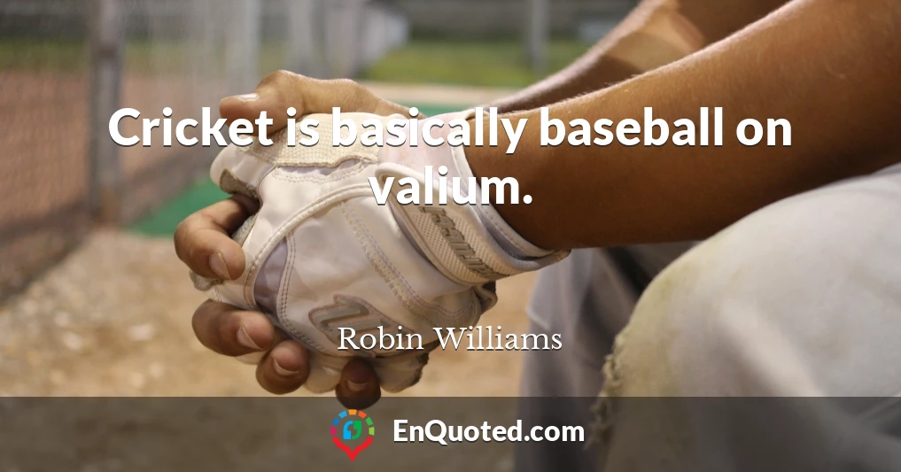 Cricket is basically baseball on valium.