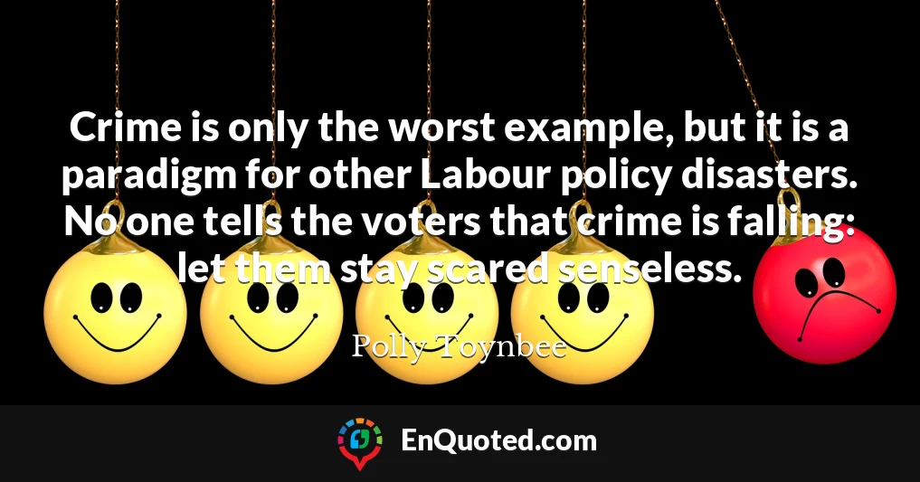 Crime is only the worst example, but it is a paradigm for other Labour policy disasters. No one tells the voters that crime is falling: let them stay scared senseless.