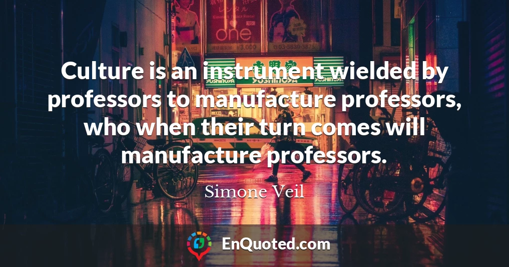 Culture is an instrument wielded by professors to manufacture professors, who when their turn comes will manufacture professors.