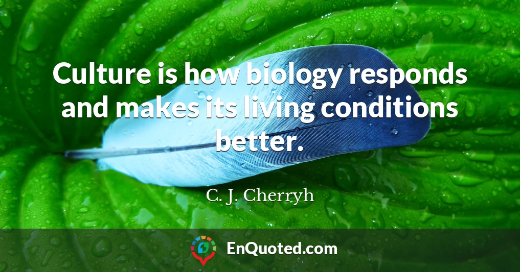 Culture is how biology responds and makes its living conditions better.