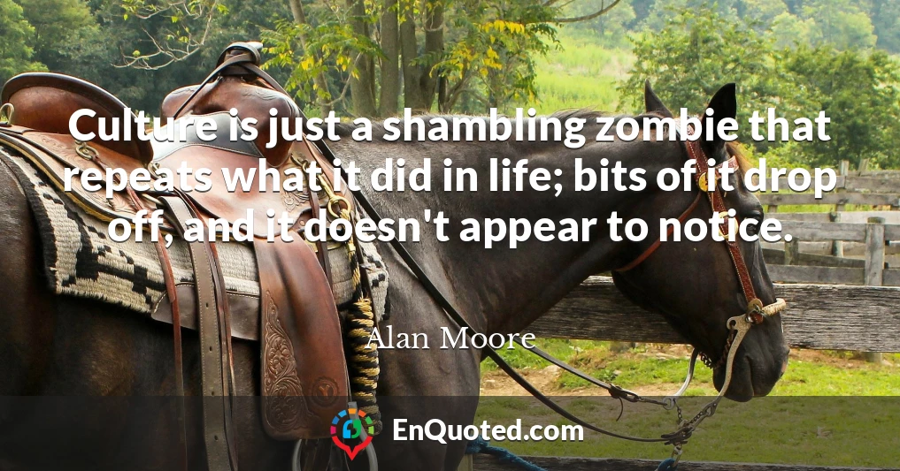 Culture is just a shambling zombie that repeats what it did in life; bits of it drop off, and it doesn't appear to notice.