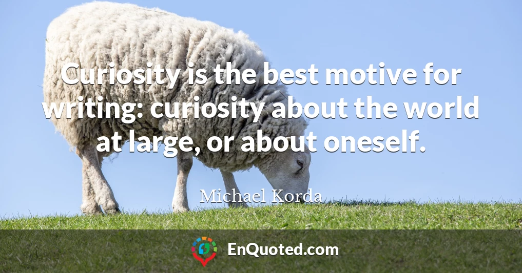 Curiosity is the best motive for writing: curiosity about the world at large, or about oneself.