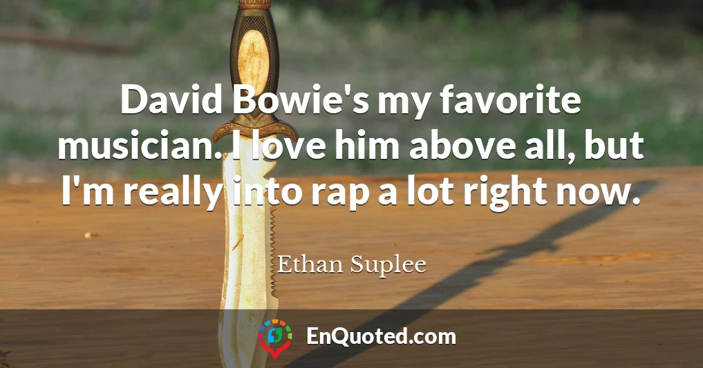 David Bowie's my favorite musician. I love him above all, but I'm really into rap a lot right now.