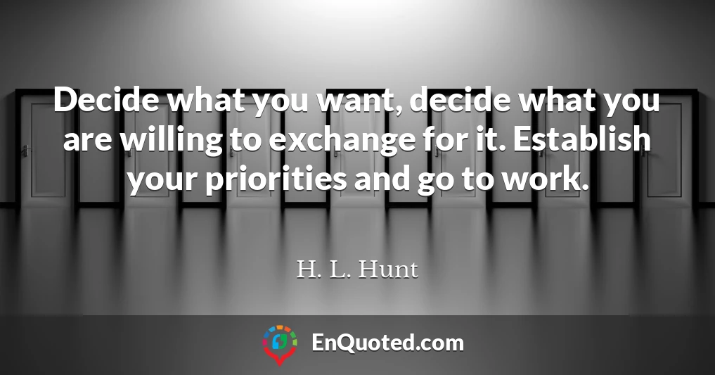 Decide what you want, decide what you are willing to exchange for it. Establish your priorities and go to work.