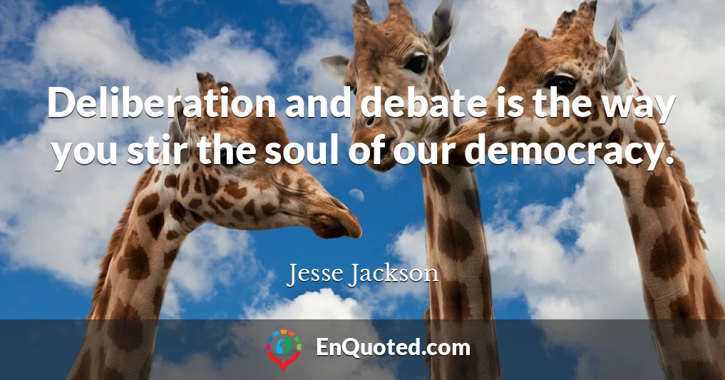 Deliberation and debate is the way you stir the soul of our democracy.