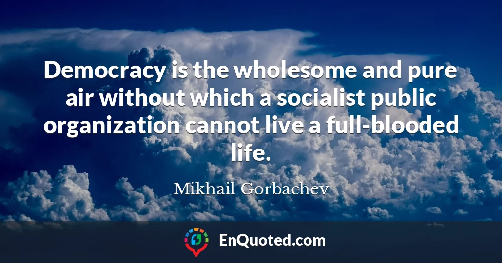 Democracy is the wholesome and pure air without which a socialist public organization cannot live a full-blooded life.