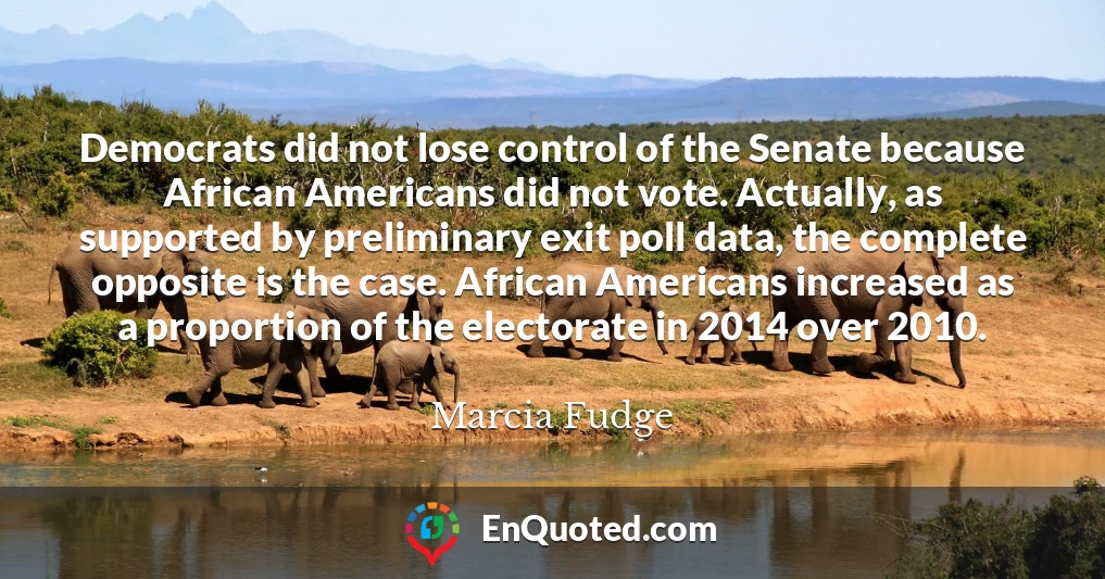 Democrats did not lose control of the Senate because African Americans did not vote. Actually, as supported by preliminary exit poll data, the complete opposite is the case. African Americans increased as a proportion of the electorate in 2014 over 2010.