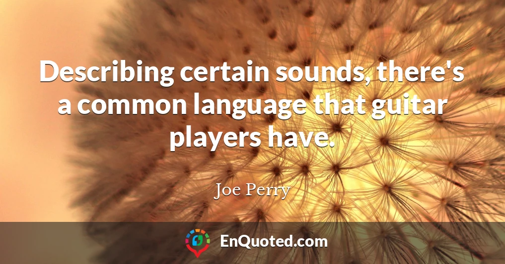 Describing certain sounds, there's a common language that guitar players have.