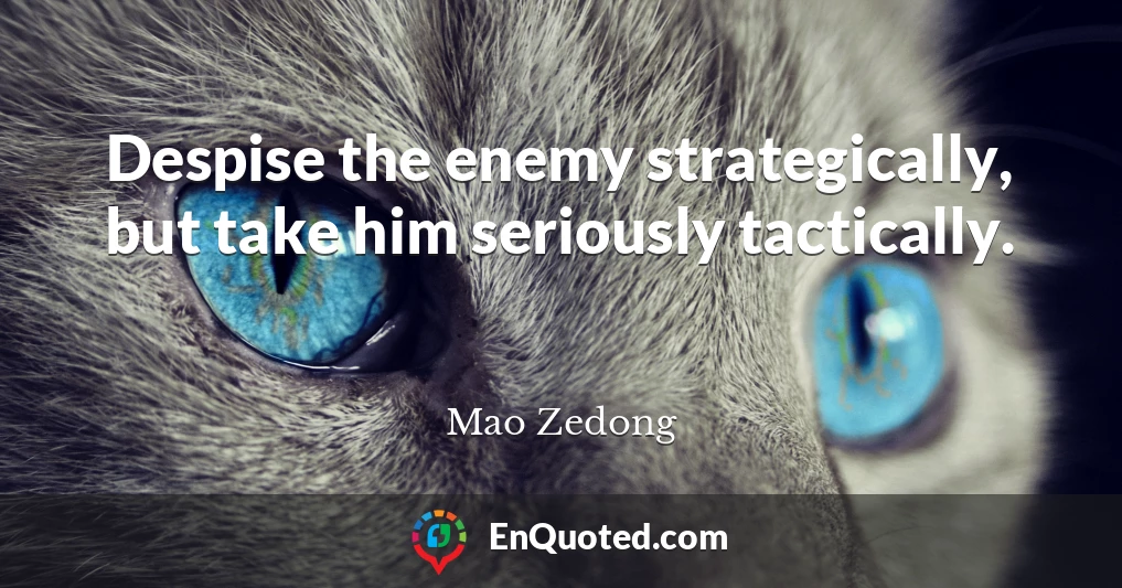 Despise the enemy strategically, but take him seriously tactically.
