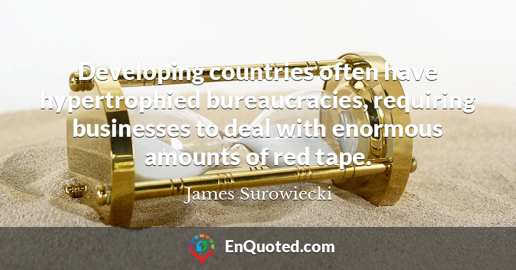 Developing countries often have hypertrophied bureaucracies, requiring businesses to deal with enormous amounts of red tape.