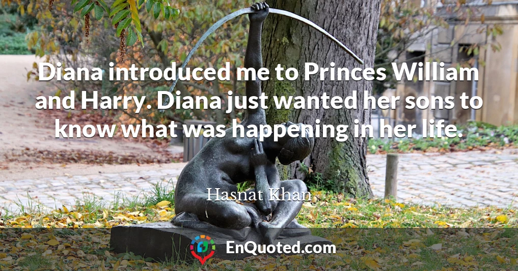 Diana introduced me to Princes William and Harry. Diana just wanted her sons to know what was happening in her life.