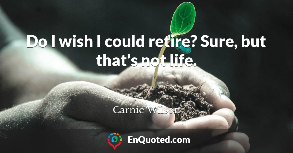 Do I wish I could retire? Sure, but that's not life.