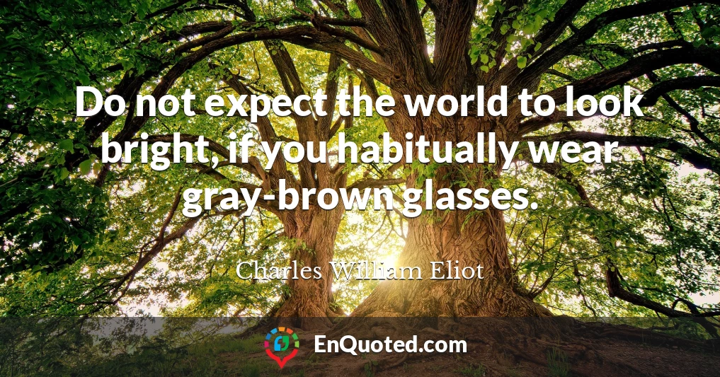 Do not expect the world to look bright, if you habitually wear gray-brown glasses.