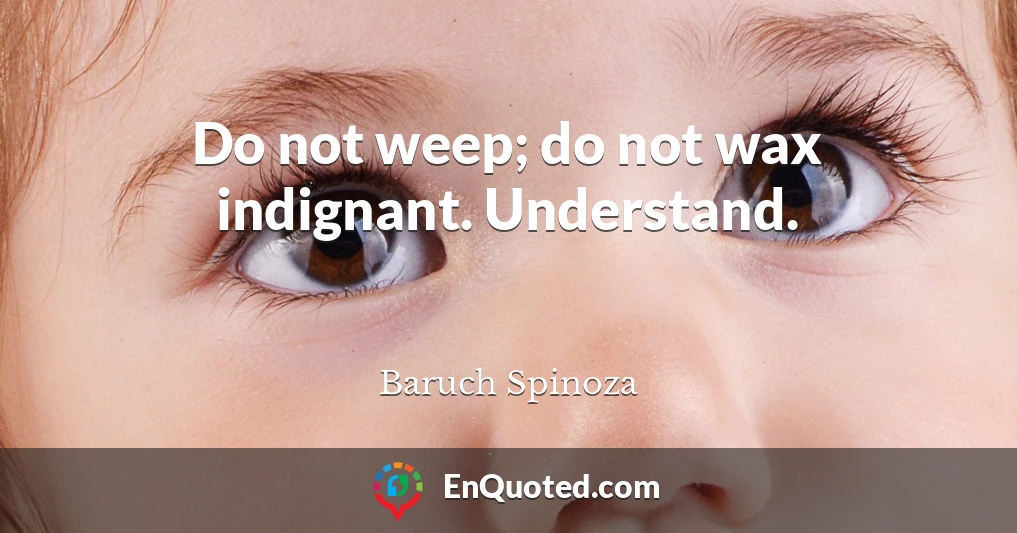 Do not weep; do not wax indignant. Understand.